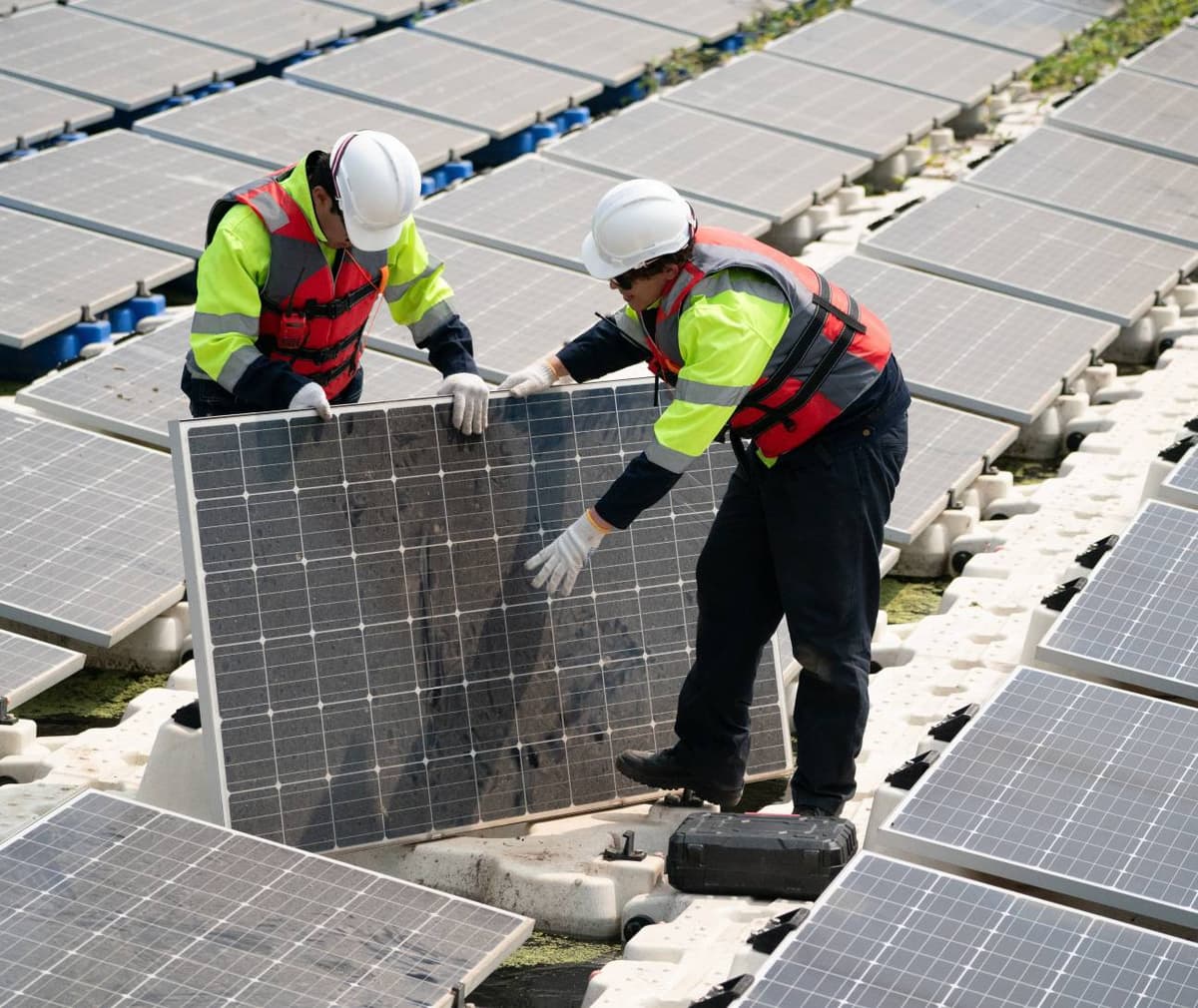 Hero Shot of floating SolaX and Sigenergy inverters